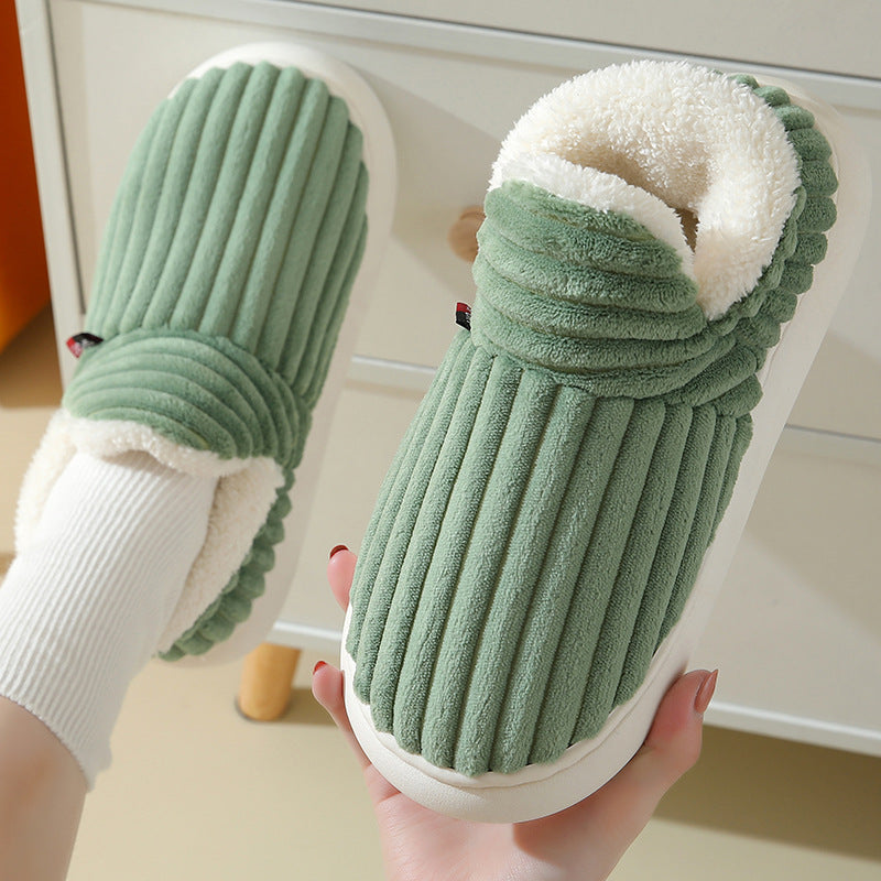 Wool-Lined Winter Slippers with Lightweight Non-Slip Sole