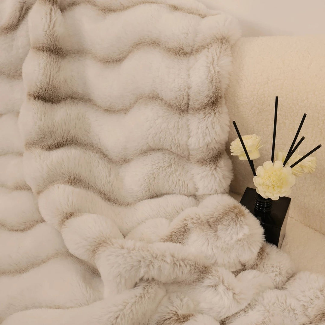 Plushley™ Double-Sided Faux Rabbit Fur Fleece Blanket, Fluffy and Light