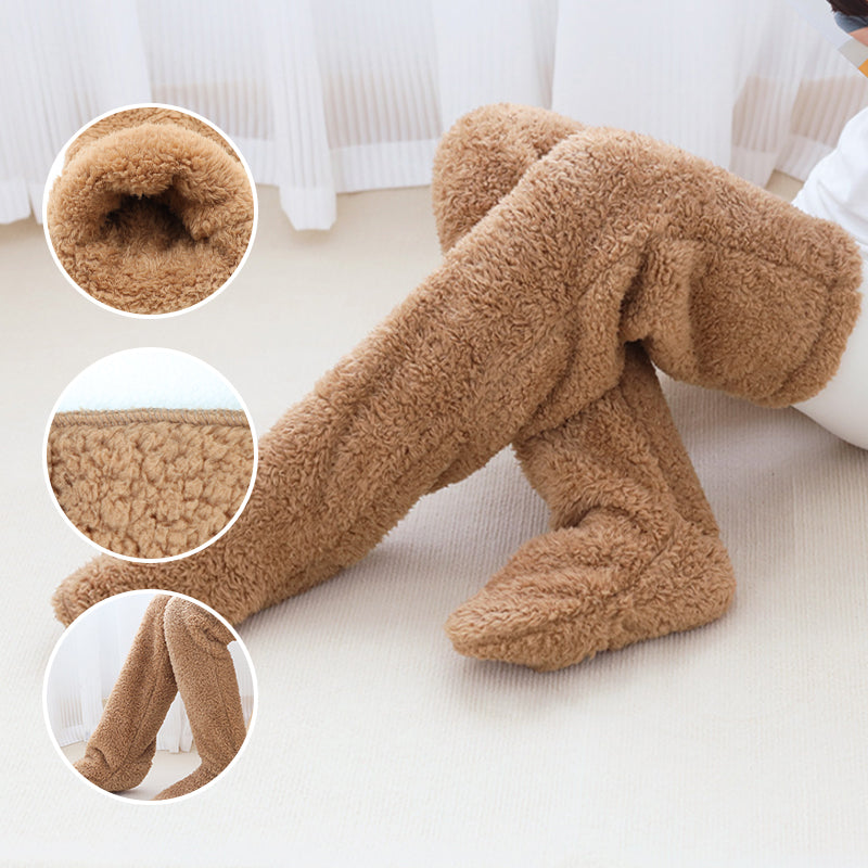 Fluffy Knee-High Leg Warmer Socks with Open-Toe Design