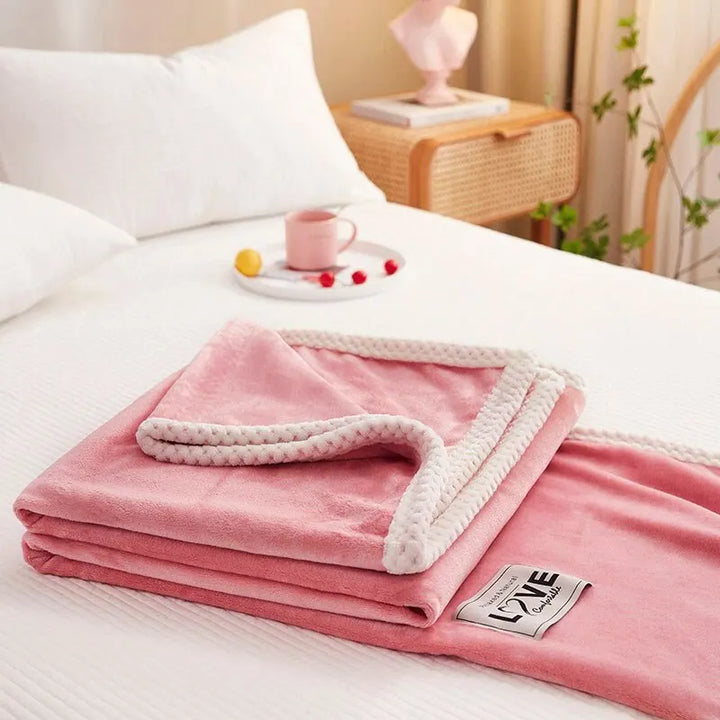 Ultra-Soft Lightweight Flannel Fleece Throw Blanket in Pink