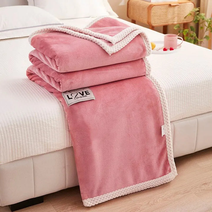 Ultra-Soft Lightweight Flannel Fleece Throw Blanket in Pink