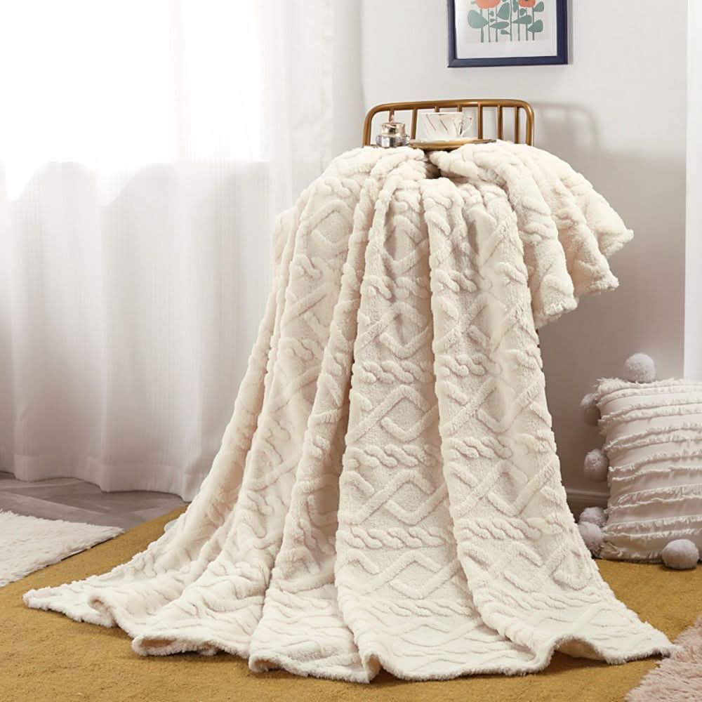 Lightweight 3D Textured Fleece Blanket for Couch, Bed &amp; Travel