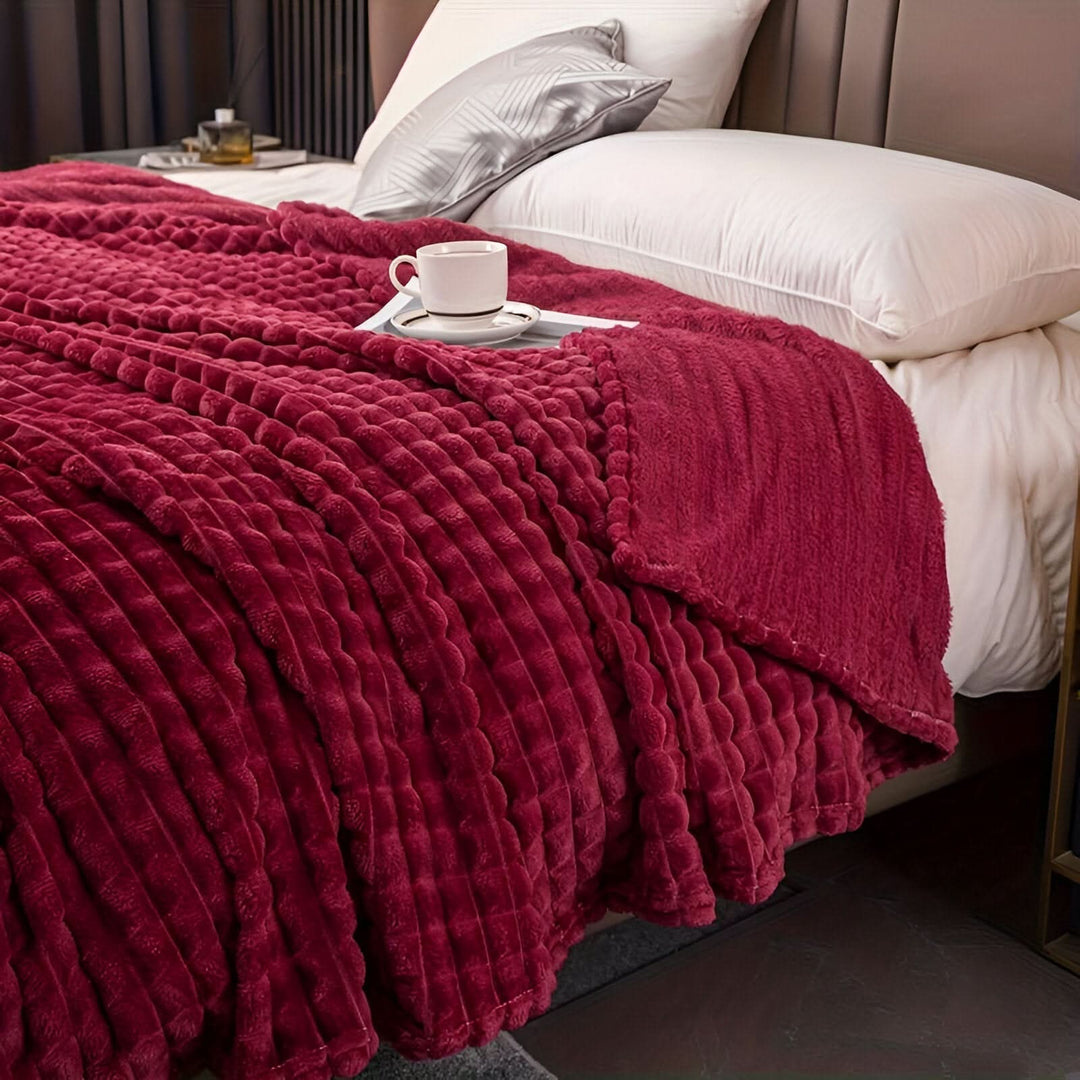 Textured Coral Fleece Blanket, Soft, Warm and Washable