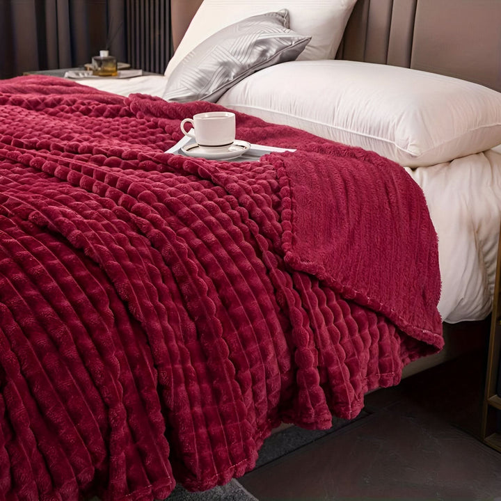 Textured Coral Fleece Blanket, Soft, Warm and Washable