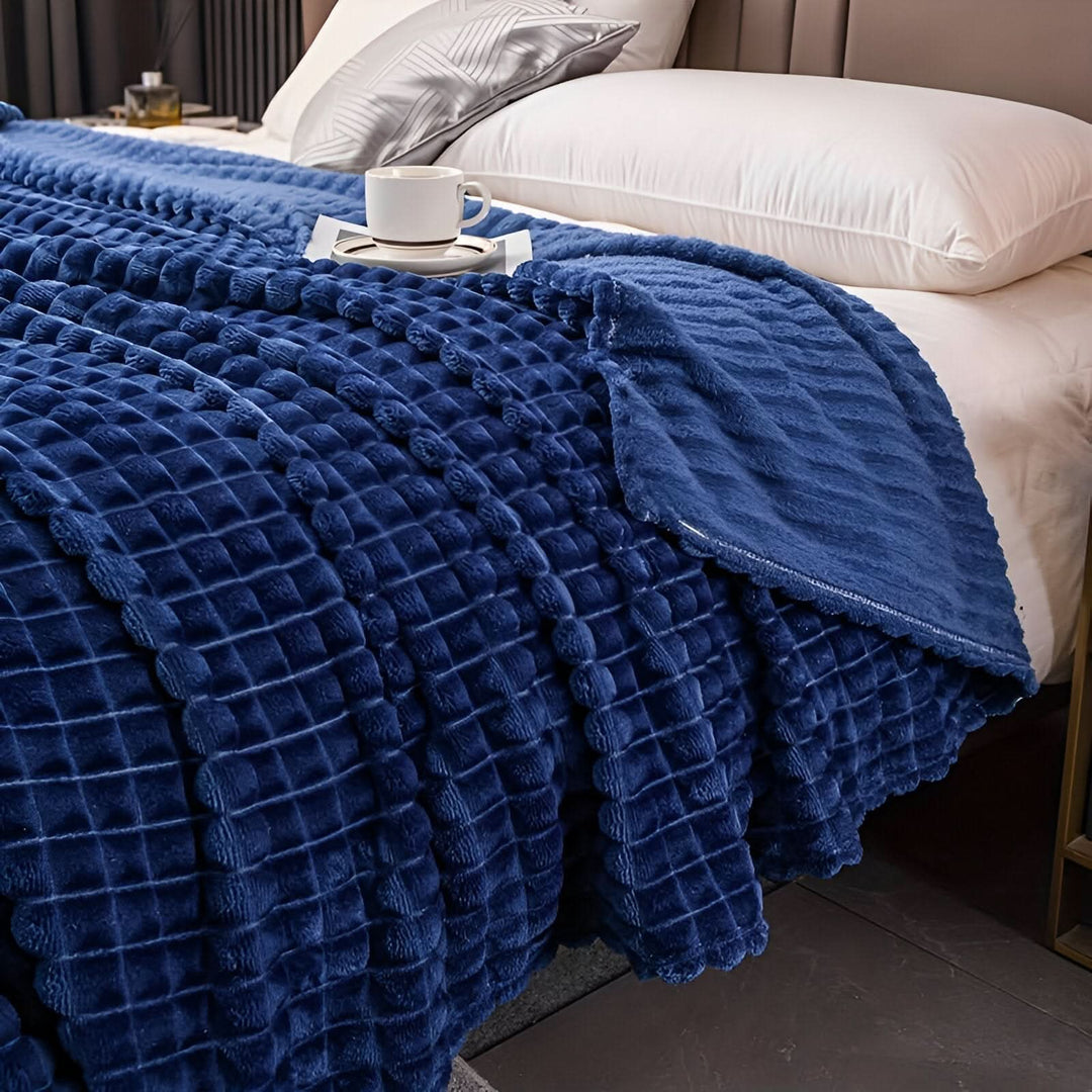 Textured Coral Fleece Blanket, Soft, Warm and Washable