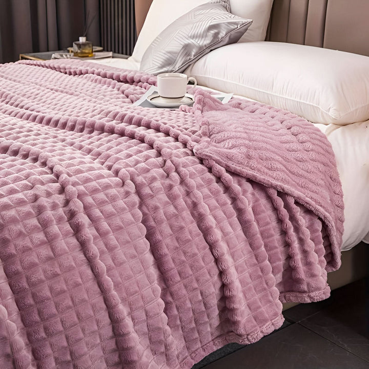 Textured Coral Fleece Blanket, Soft, Warm and Washable