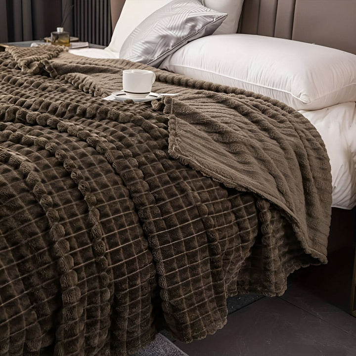 Textured Coral Fleece Blanket, Soft, Warm and Washable