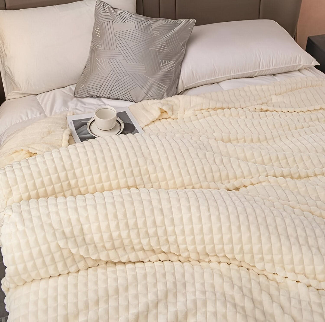 Textured Coral Fleece Blanket, Soft, Warm and Washable