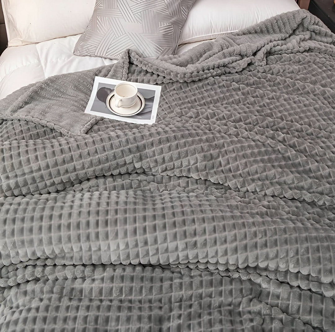 Textured Coral Fleece Blanket, Soft, Warm and Washable