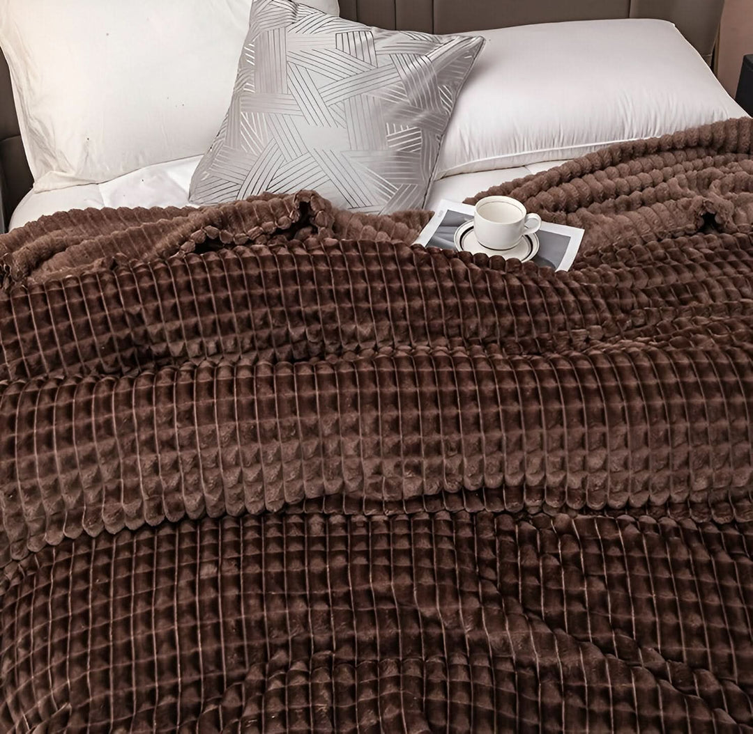 Textured Coral Fleece Blanket, Soft, Warm and Washable