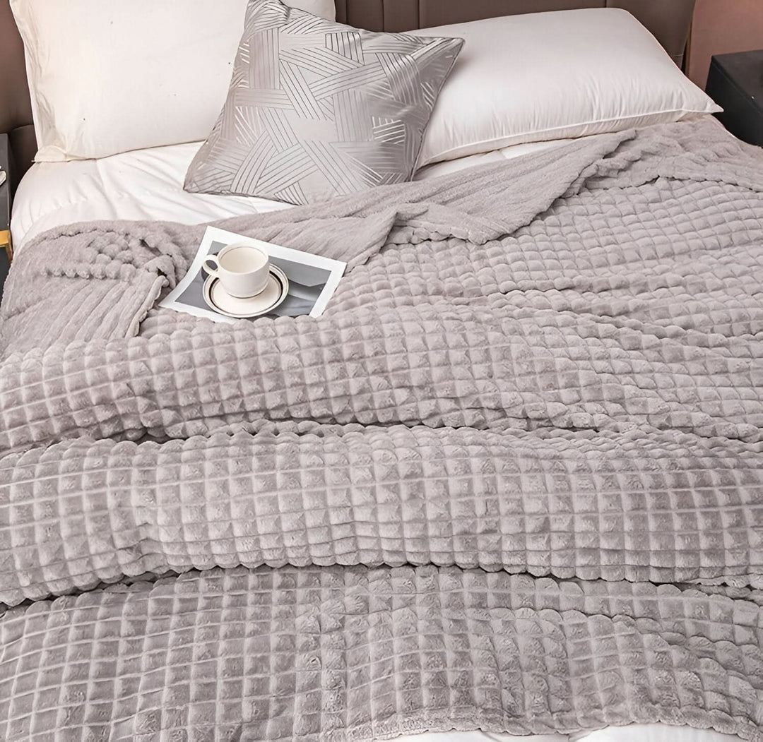 Textured Coral Fleece Blanket, Soft, Warm and Washable