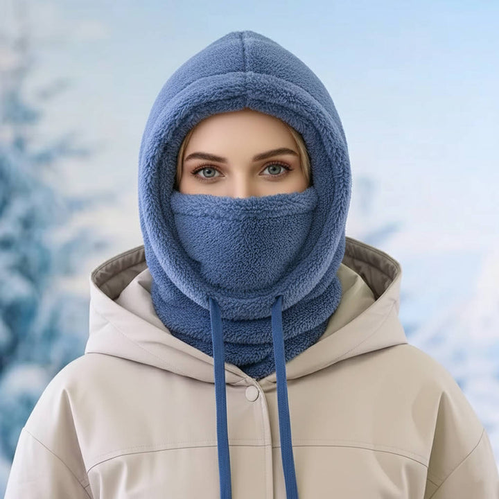 Fleece Balaclava Hood with Drawstrings and Long Neck Cover