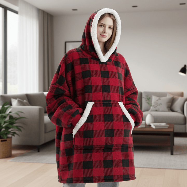Oversized Fleece Hoodie Blanket with Extra-Large Hood