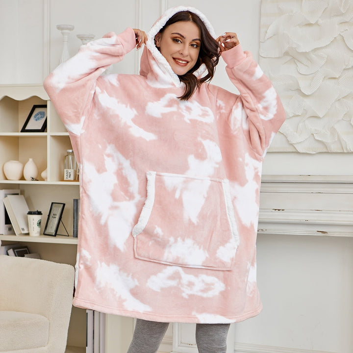 Fleece Hoodie Blanket with Big Hood and Pockets – One Size