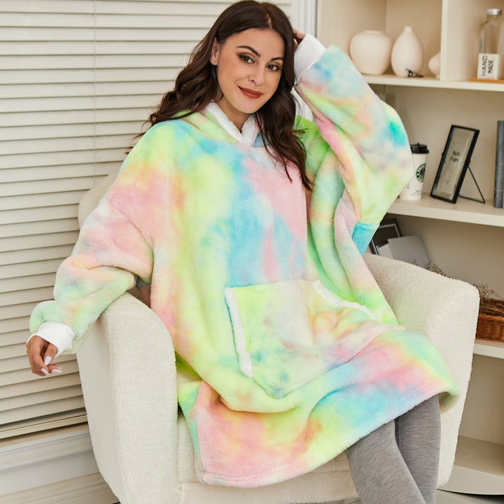 Fleece Hoodie Blanket with Big Hood and Pockets – One Size