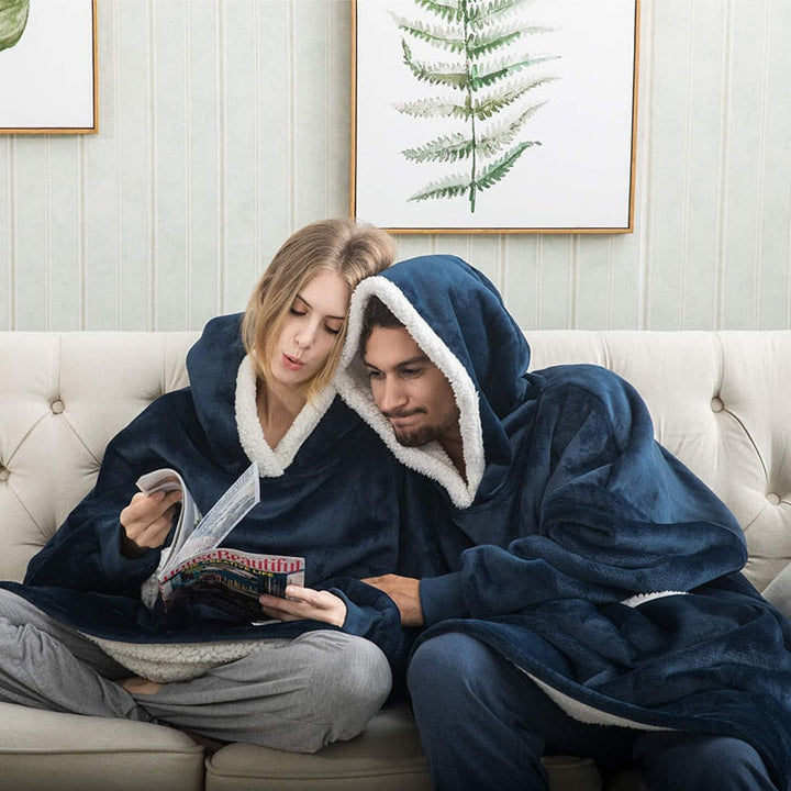 Fleece Hoodie Blanket with Big Hood and Pockets – One Size