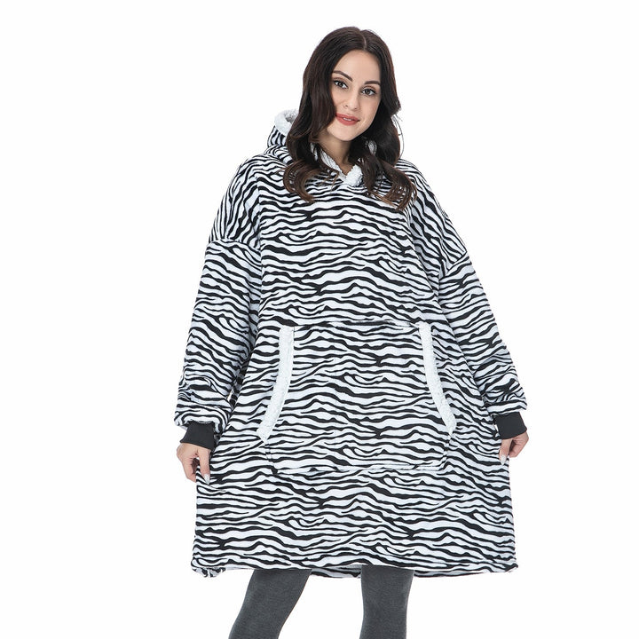 Fleece Hoodie Blanket with Big Hood and Pockets – One Size