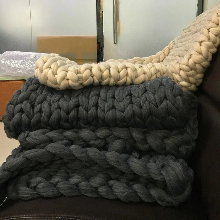 Handmade Chunky Knit Minky Blanket for Ultimate Coziness