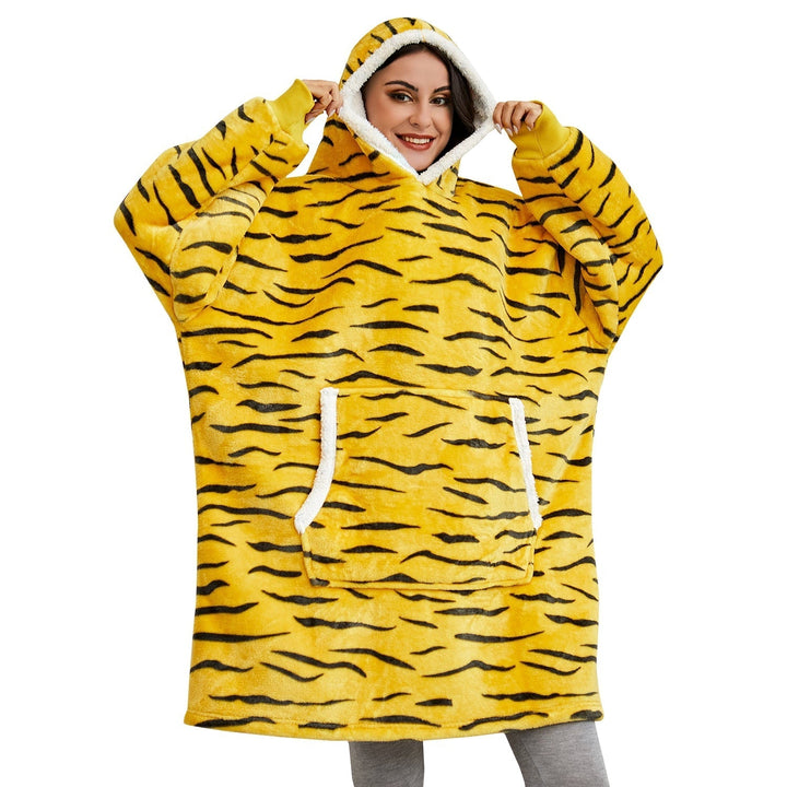 Fleece Hoodie Blanket with Big Hood and Pockets – One Size