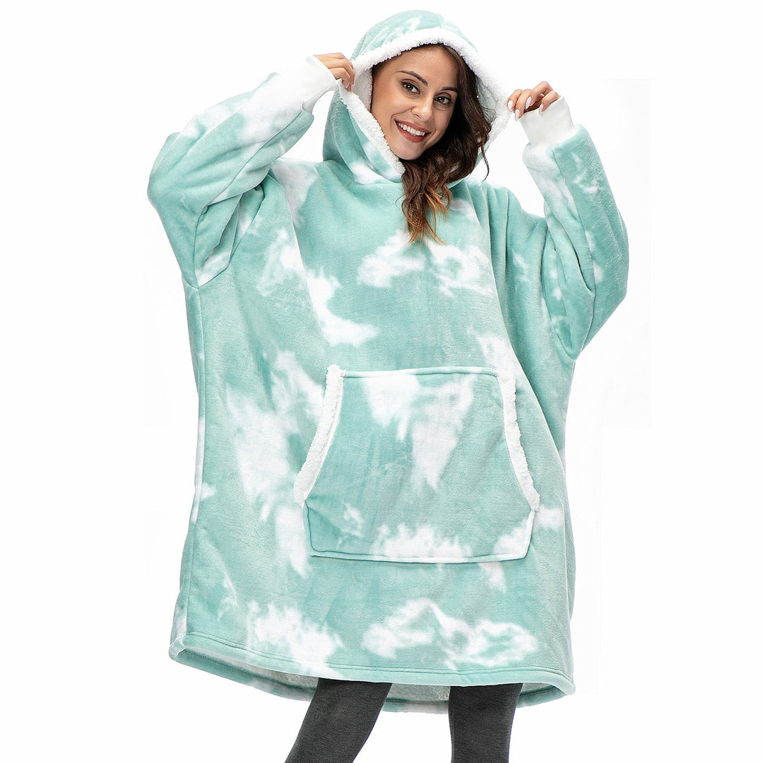 Fleece Hoodie Blanket with Big Hood and Pockets – One Size
