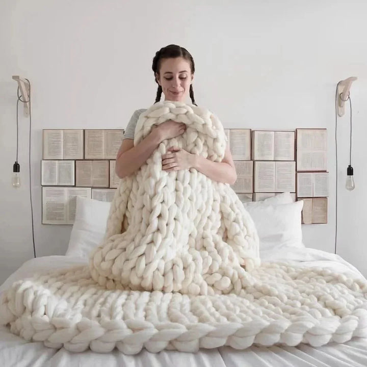 Handmade Chunky Knit Minky Blanket for Ultimate Coziness