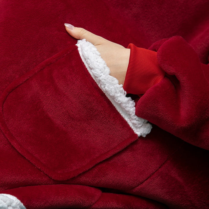 Fleece Hoodie Blanket with Big Hood and Pockets – One Size