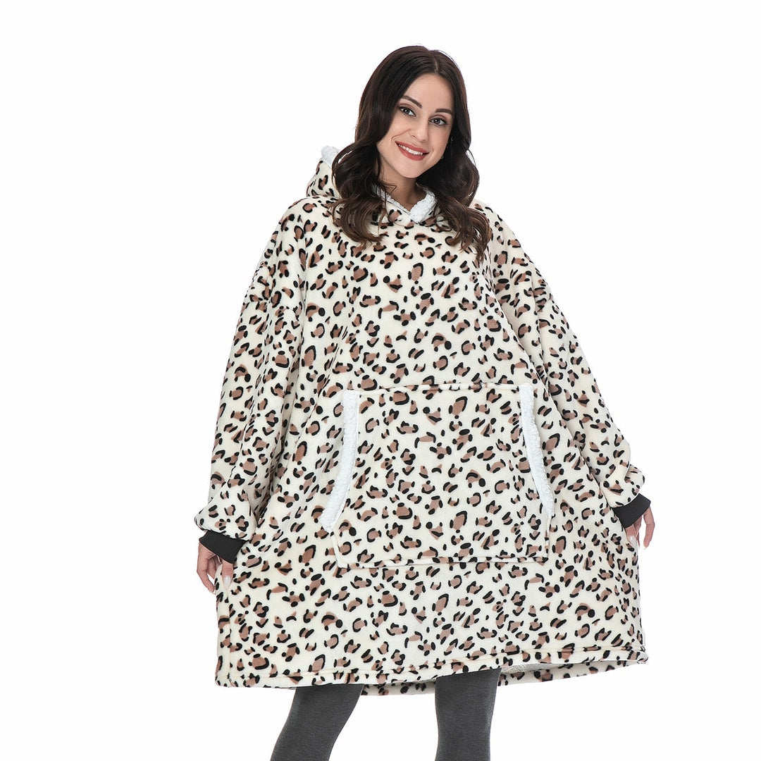 Fleece Hoodie Blanket with Big Hood and Pockets – One Size