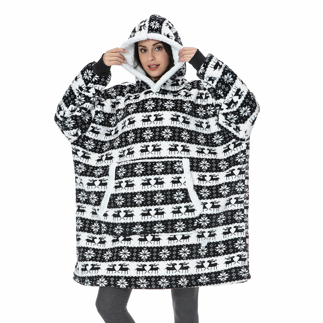 Fleece Hoodie Blanket with Big Hood and Pockets – One Size