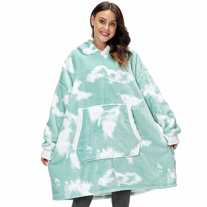 Fleece Hoodie Blanket with Big Hood and Pockets – One Size