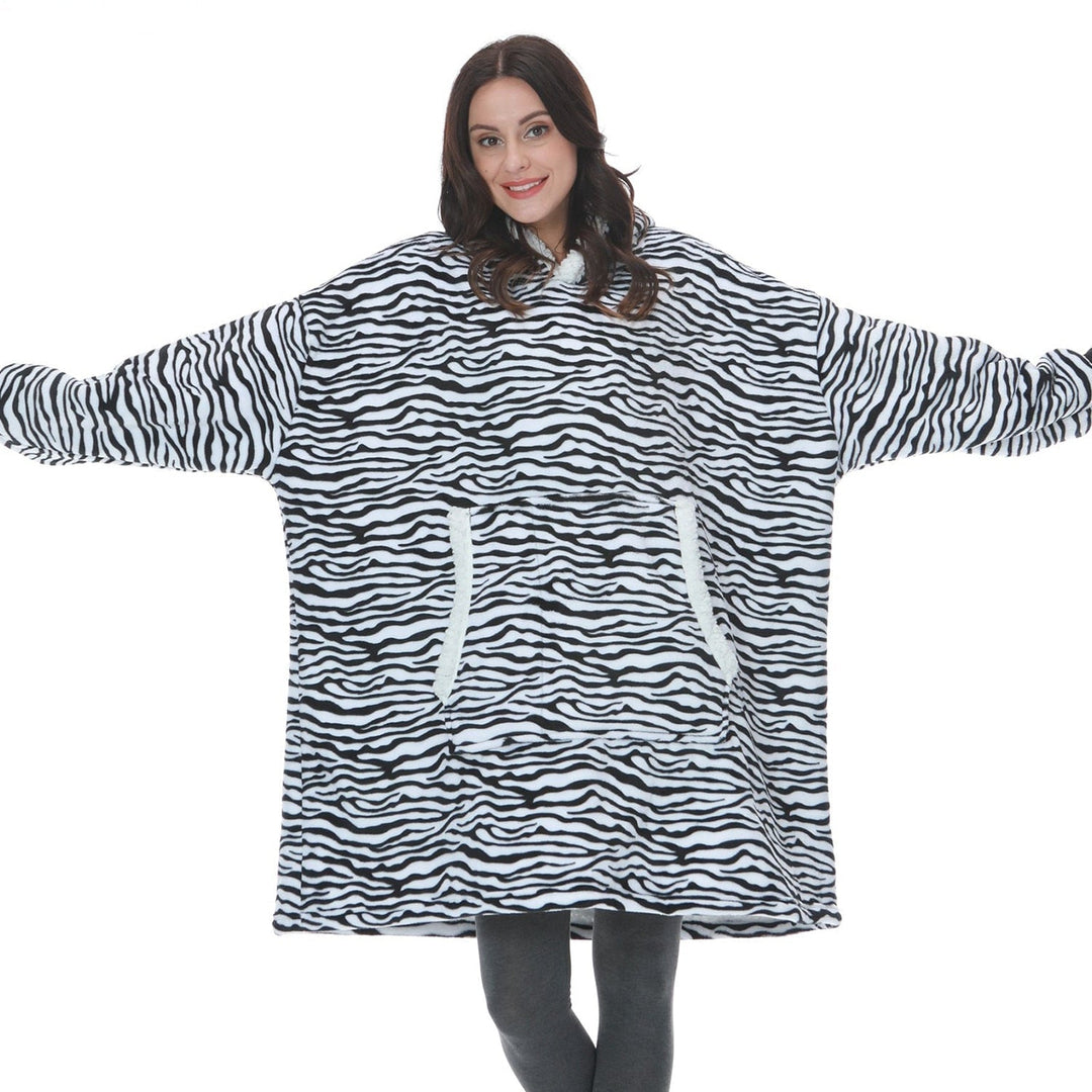 Fleece Hoodie Blanket with Big Hood and Pockets – One Size