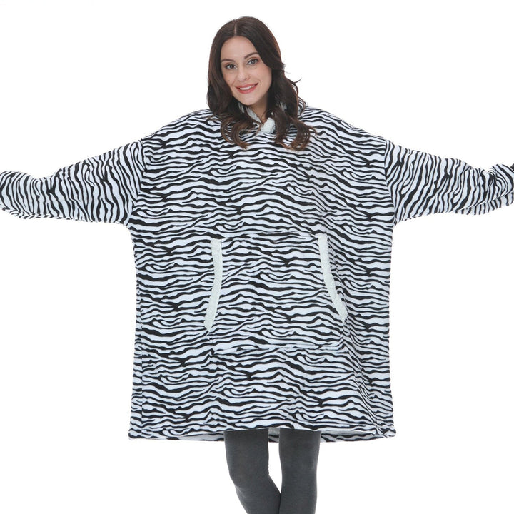 Fleece Hoodie Blanket with Big Hood and Pockets – One Size