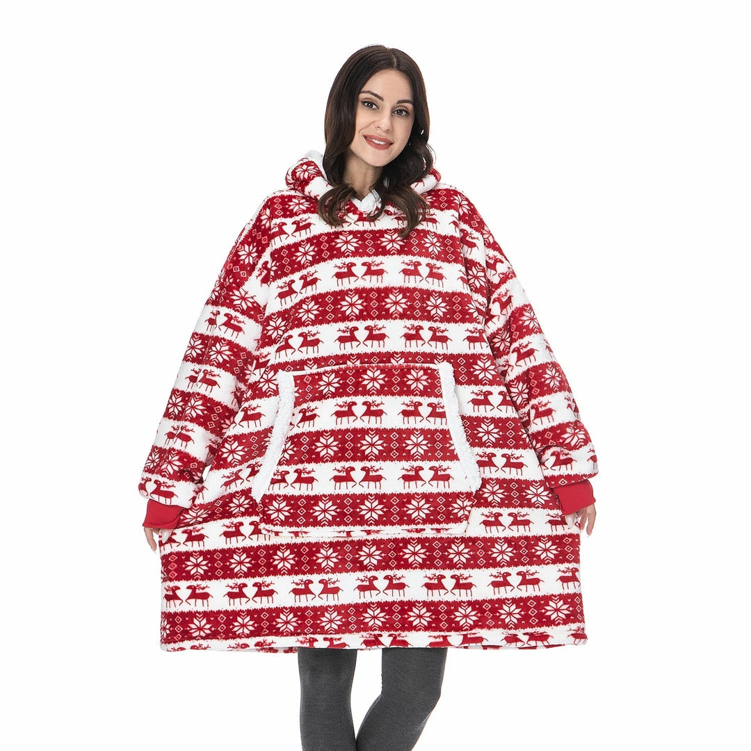Fleece Hoodie Blanket with Big Hood and Pockets – One Size