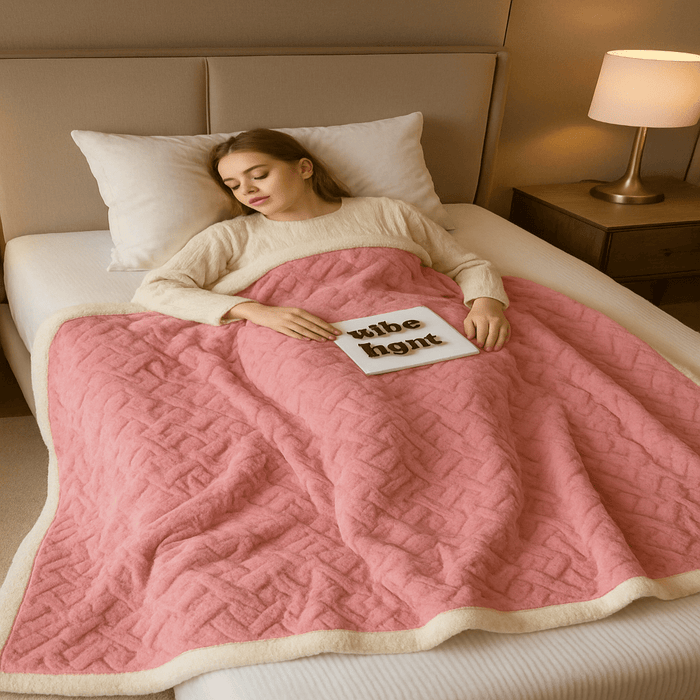 Plushley™ Lamb Velvet Flannel Blanket, Lightweight Warmth for Home and Office