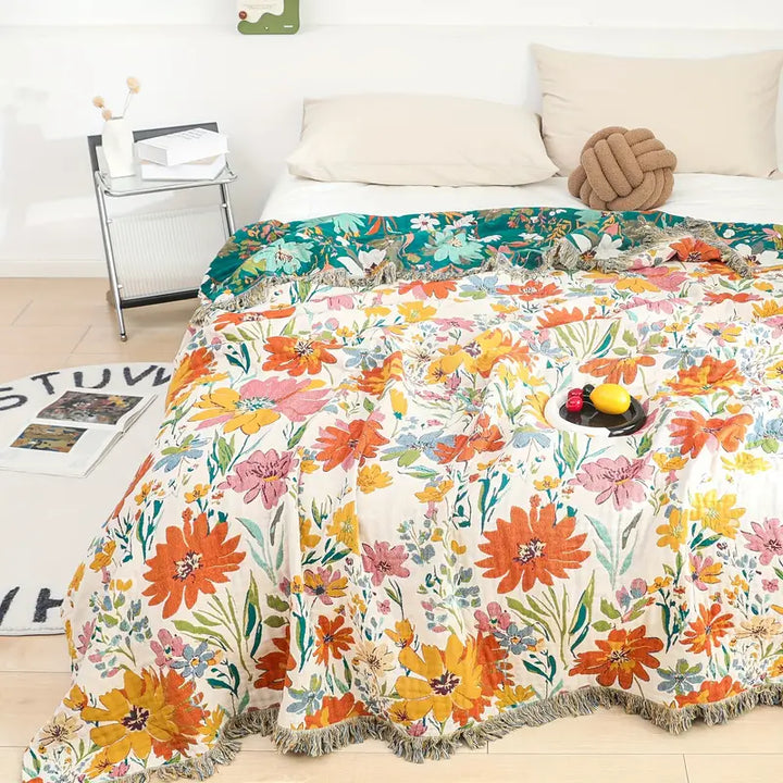Jacquard Wildflower Cotton Blanket for Every Season