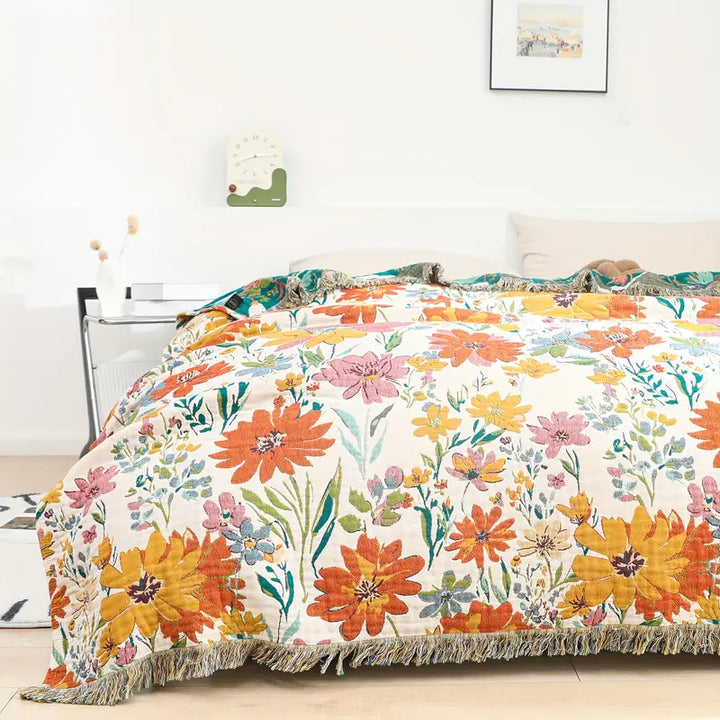 Jacquard Wildflower Cotton Blanket for Every Season