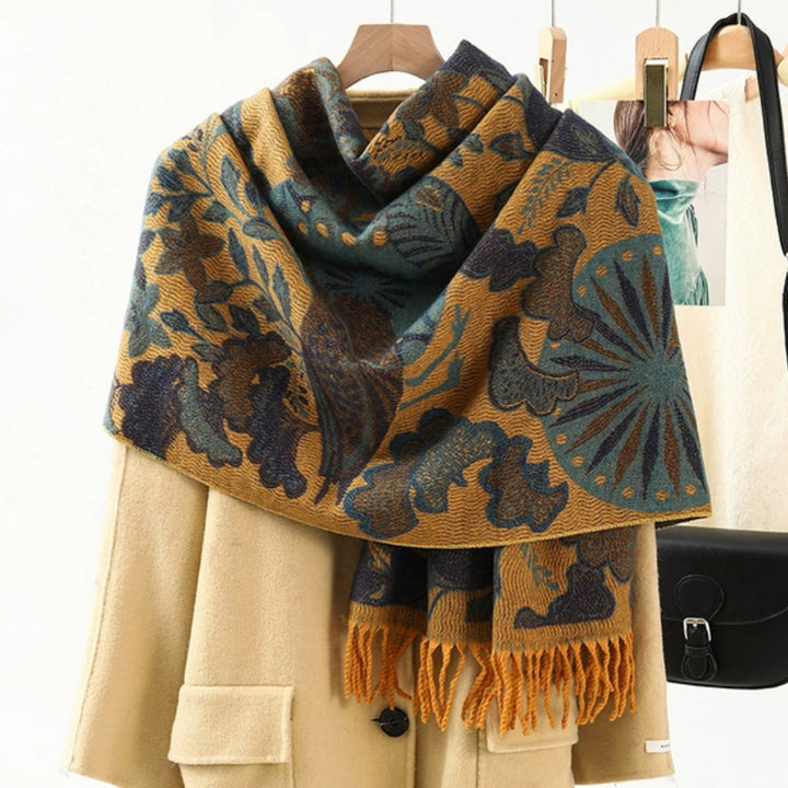 Ethnic Pattern Pashmina Shawl – Soft Oversized Wrap for Women