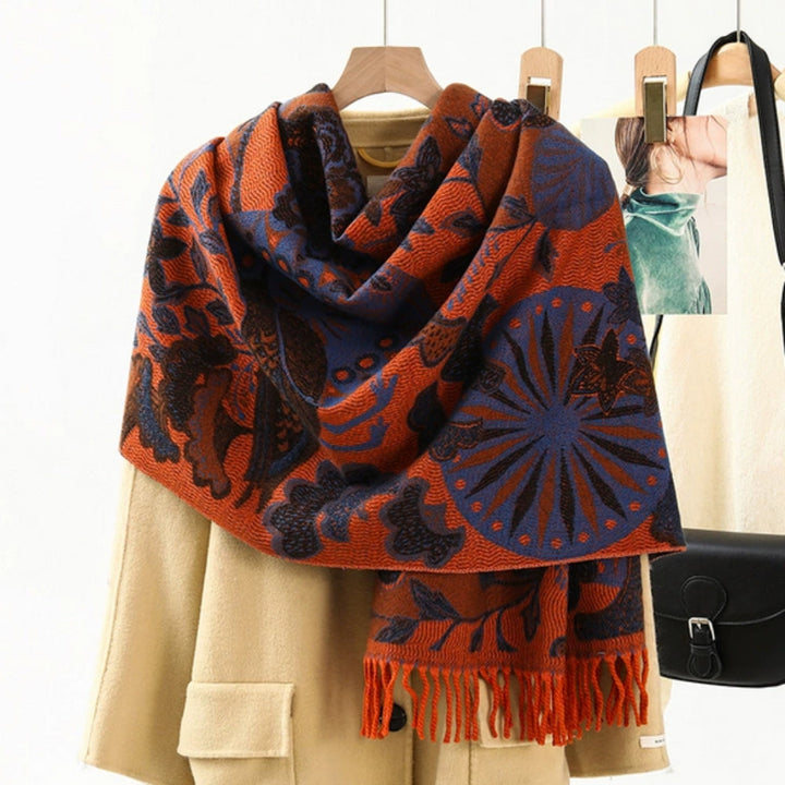 Ethnic Pattern Pashmina Shawl – Soft Oversized Wrap for Women