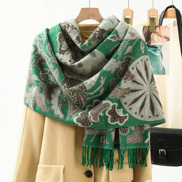 Ethnic Pattern Pashmina Shawl – Soft Oversized Wrap for Women