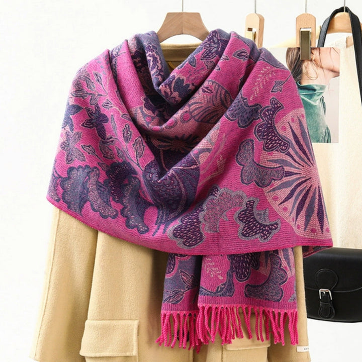 Ethnic Pattern Pashmina Shawl – Soft Oversized Wrap for Women