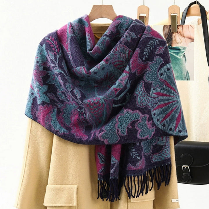 Ethnic Pattern Pashmina Shawl – Soft Oversized Wrap for Women