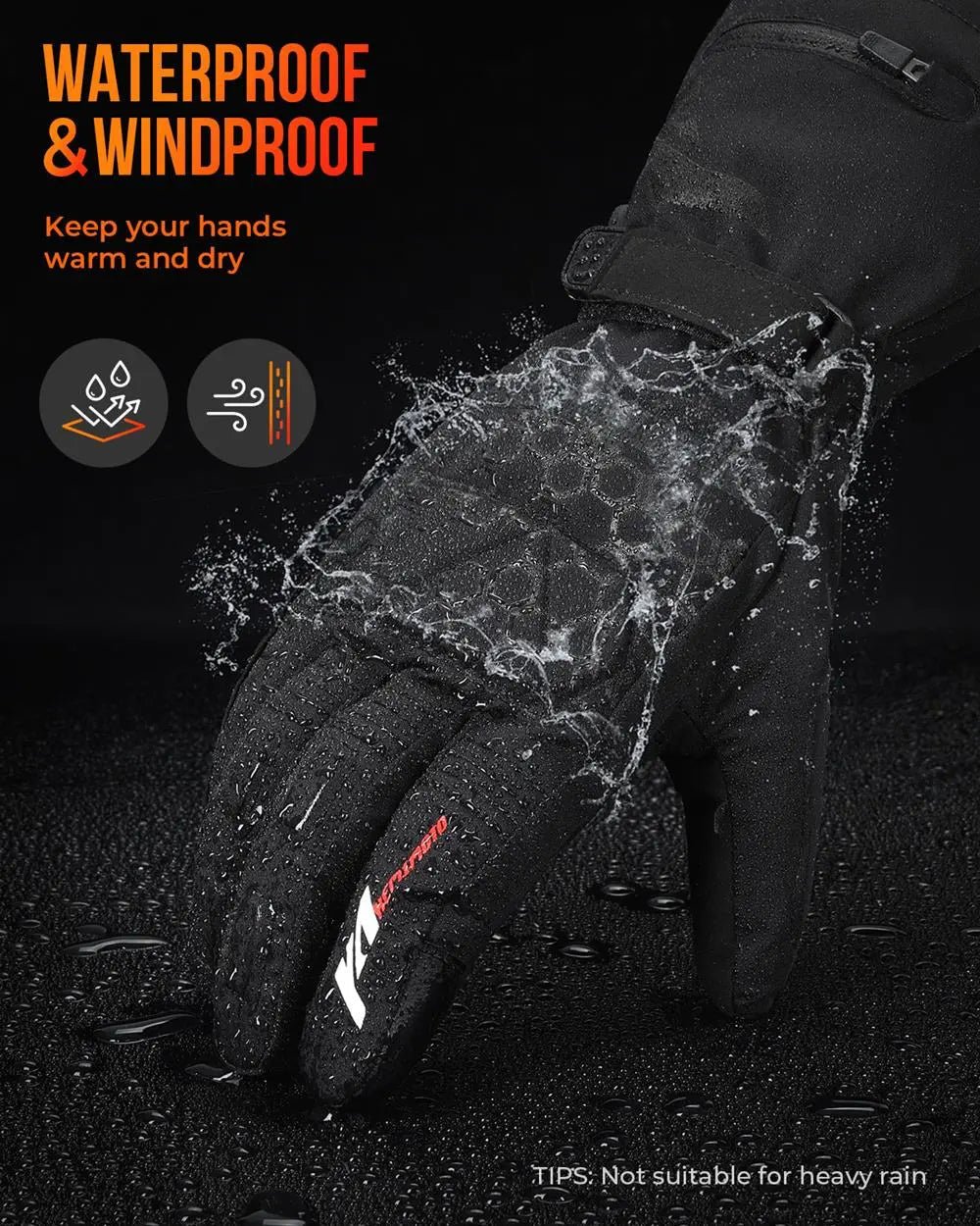 Plushley™ Waterproof Rechargeable Heated Ski Gloves