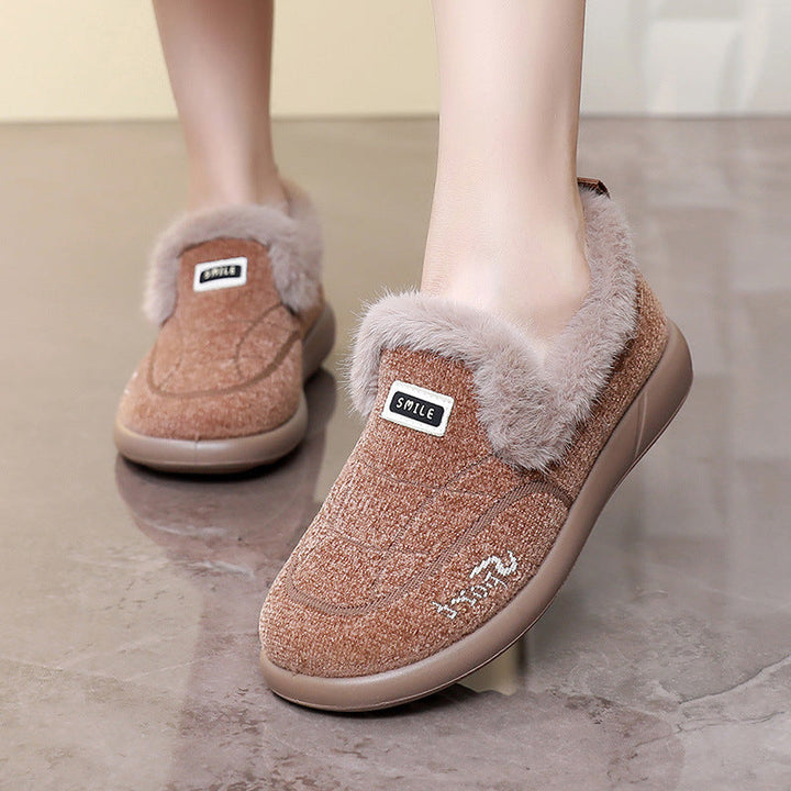 Fleece-Lined House Slippers with Breathable Textile Upper