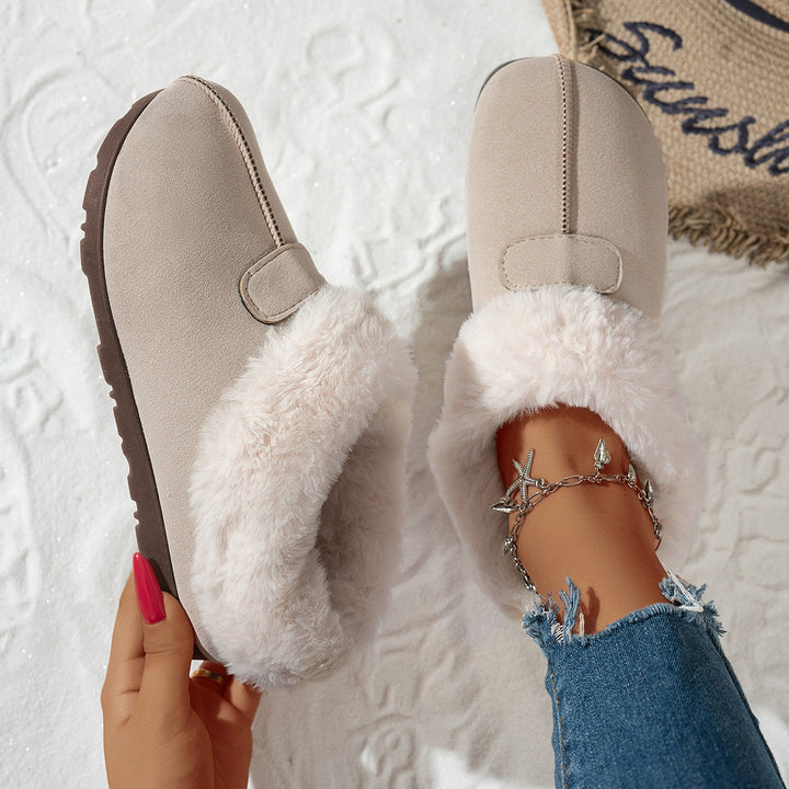 Fuzzy Plush-Lined Slippers with Flexible Non-Slip Sole
