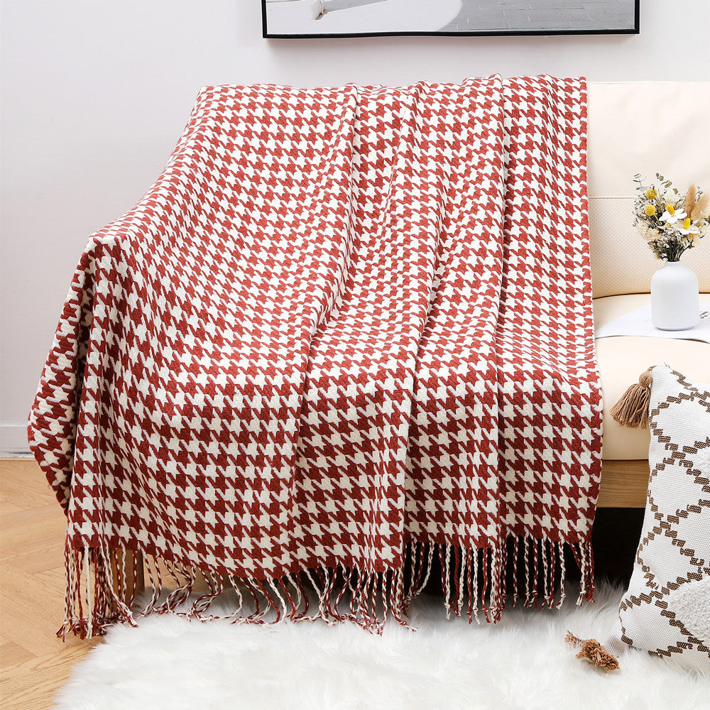 Stylish Houndstooth Pattern Throw Blanket