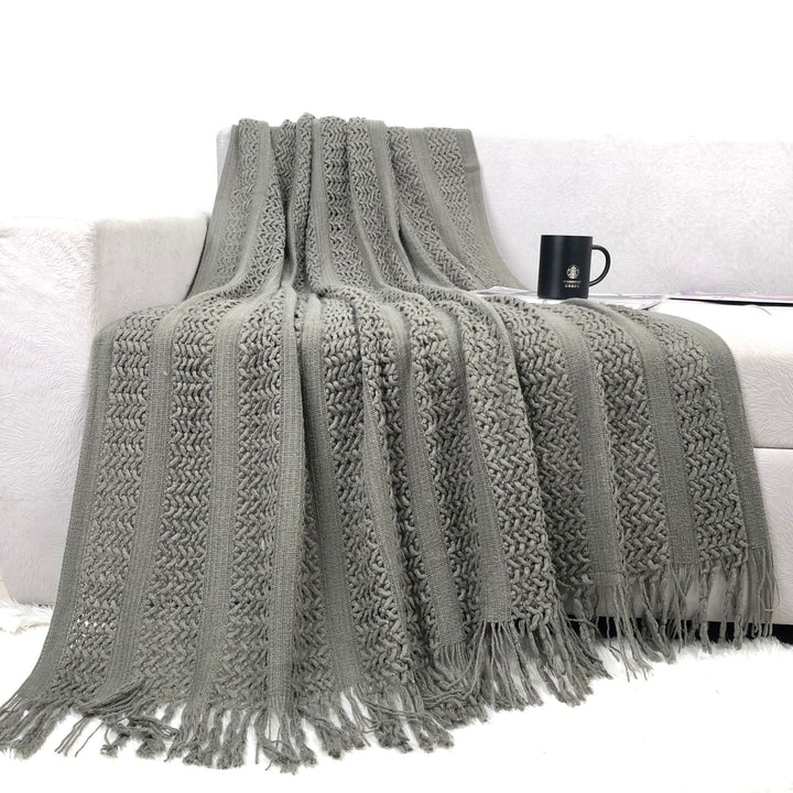 Handcrafted Textured Knit Throw Blanket