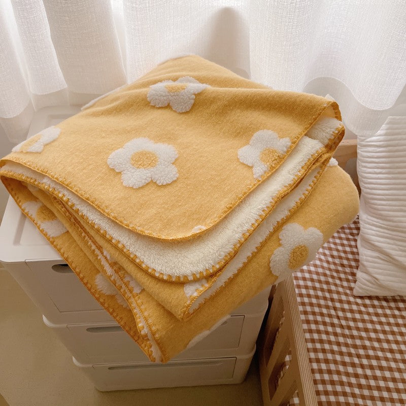 Unisex Cozy Cotton Blanket with Playful Flower Pattern