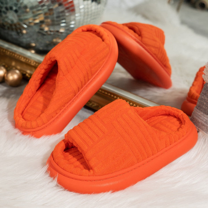 Fluffy Slippers with Padded Insole and Non-Slip Rubber Sole