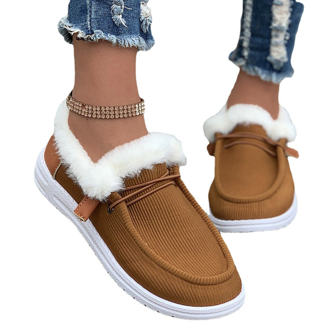 Fluffy Slip-On Slippers with Soft Warm Lining and Grip Sole