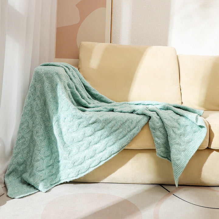 Luxurious cable knit throw blanket