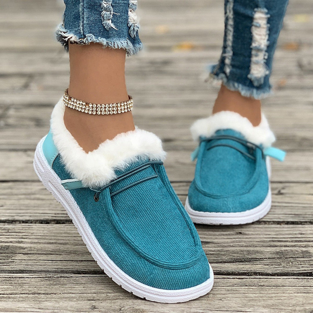 Fluffy Slip-On Slippers with Soft Warm Lining and Grip Sole